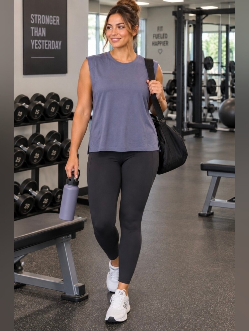 Athleta Lavender-Blue Muscle Tee Tank Top